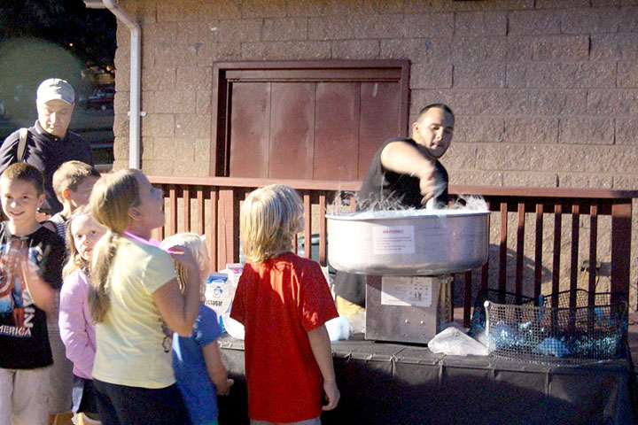 Children were given free cotton candy at the recent Movie Night at Stirling Lake.