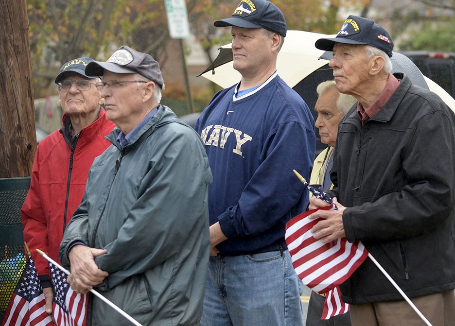 (above) Several veterans listen to the speakers during the Veterans' Day ceremony in Fanwood, NJ, Wednesday, Nov. 11, 2015. (Photo by Brian Horton)