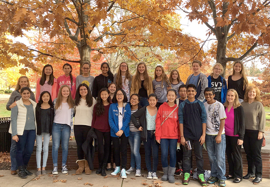 (above) Eighth graders from Warren Middle School attend a production of “The Diary of Anne Frank” at The Shakespeare Theater of New Jersey on Nov.