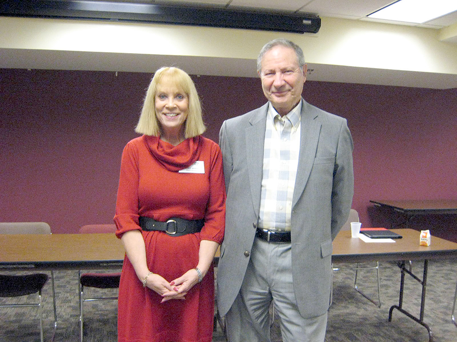 (above) November Clark Chamber of Commerce meeting at the Clark Public Library. The host of the meeting, Michele Murphy from Columbia Bank with Stanley Fink from Fink Rosner Ershow – Levenberg, LLC, head of Clark Chamber of Commerce.
