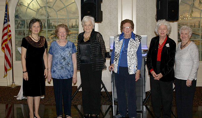 (above) Newly inducted officers Toni Sosnosky, President, Barbara Morison, Vice President, Betty Jean Mamola, Treasurer, Ann Hill, Corresponding Secretary, Helen Wagner, Sergeant-at Arms, Anne Beveridge, Trustee. (not pictured, Irene Jones, Secretary)