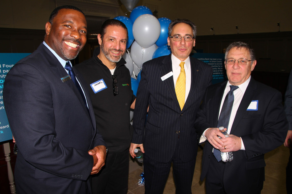 (above l -r) Chamber members Eugene Mitchell , Branch Manager, Spencer Savings Bank of Union; Angel Cartagena, Owner, Batteries Plus Bulbs; Vincent Spada, VP, Spencer Savings Bank of Cranford; and David Arminio, Union Township Historical Society.