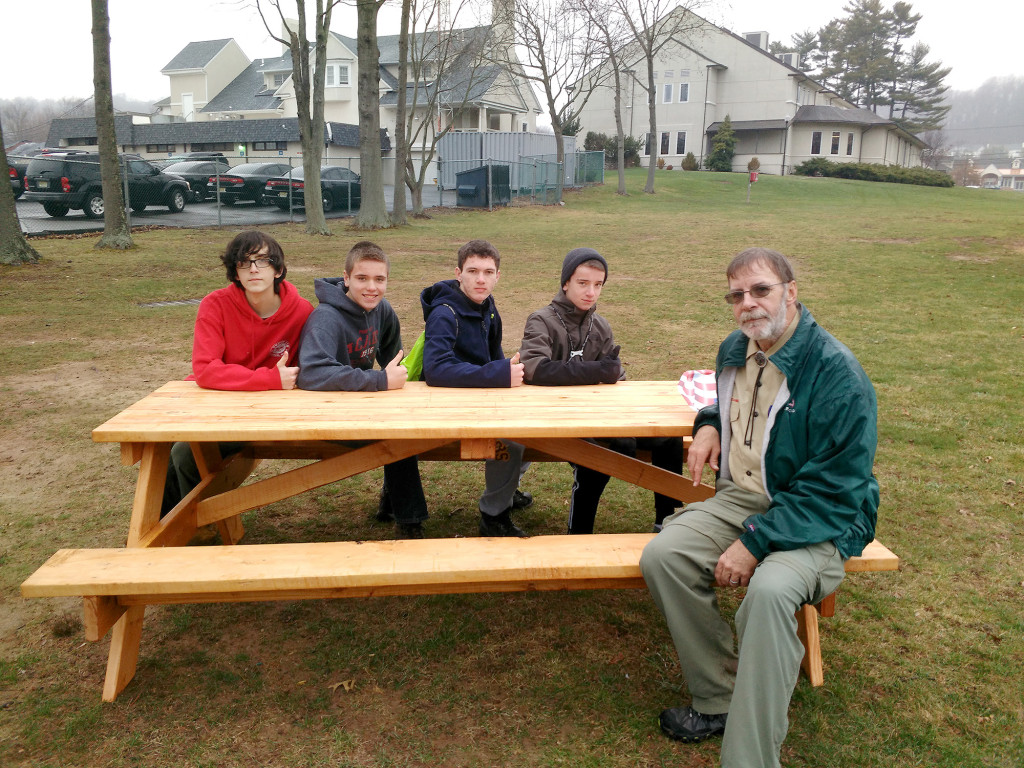 (above l-r) Peter Fogarty, John Trovato, David Cantone, Chris Trovato, Mike Fogarty (Scout Master)