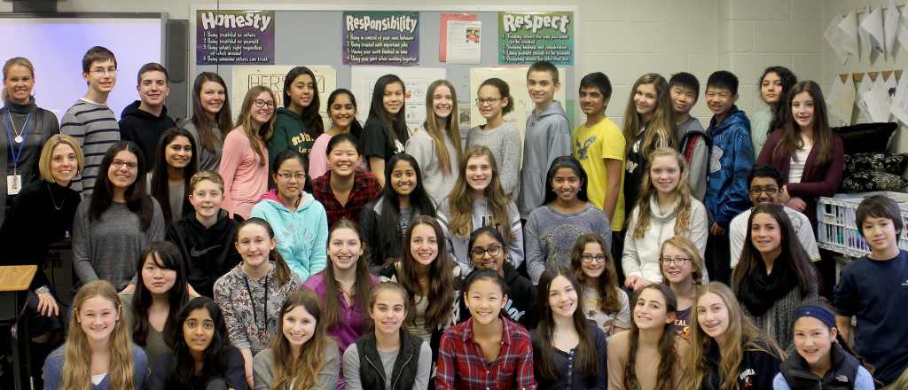 (above) Forty-seven 8th graders at Warren Middle School won top honors in the regional competition of the 2016 Scholastic Art and Writing Awards. Six will advance to the national competition. Photo Credit: Warren Township Schools