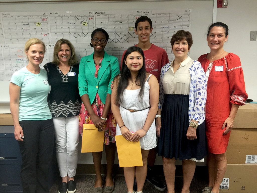 (above) Christ Child Society Scholarship Recipients, Ife Campbell, Gabriel Ribeiro and Aila Poticano are surrounded by organization members Lori White, Maura Perier, Leslie Drummond and Allison Lees. Members not pictured: Bev Luehs and Jackie McCarthy-Browne.