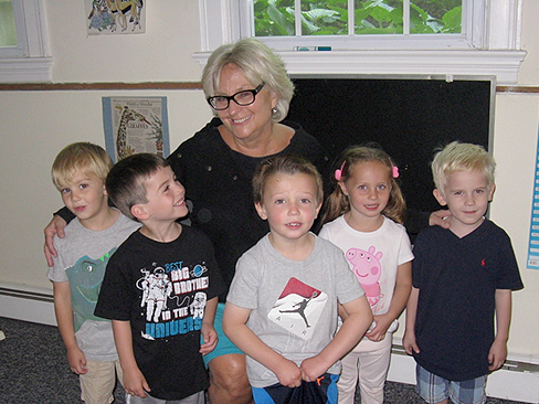(above) Nursery School Director, Jeanne Ross with children from The Presbyterian Church at New Providence Preschool.