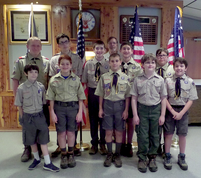 (above l-r) Troop 228 during the annual Flag Day Ceremony at Watchung Hills Elks Lodge held on Sunday, June 12th. Front row: Matthew Fogarty, Christopher Doss, Nolan Brunner, Daniel Luna & Aiden Frassinelli. 2nd Row: Kyle Glorius-Patrick, Peter Fogarty, Graham Schmidt, Nicholas Guth, Buddy Steen. Back Row: Scout Master, Mike Fogarty.