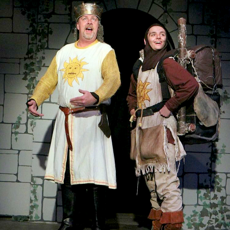 (above l-r) Mark Smith as King Arthur, Joseph Laurino as Patsy